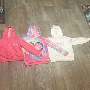 SHEIN Kids Hoodie Trio - Pink, Tie-Dye, White